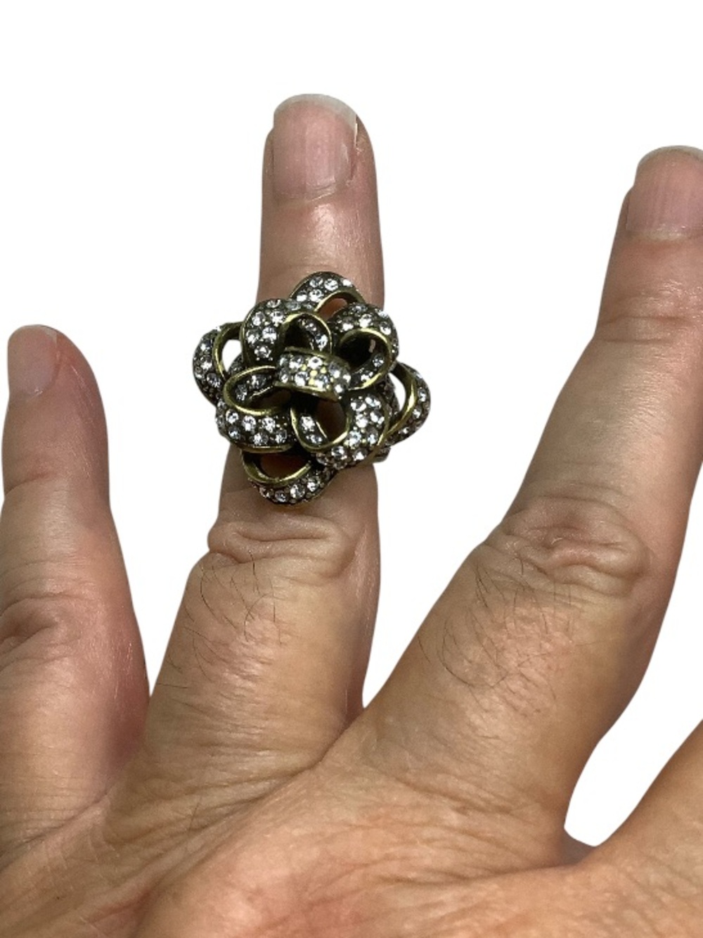 Heidi Daus Swarovski crystal Pave Floral Statement Ring